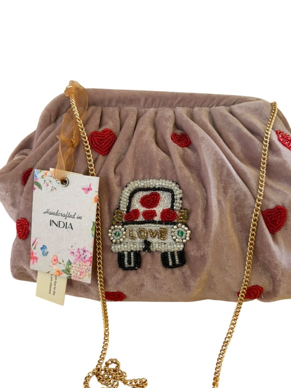From India to You "Love & Marriage"  Mauve Potli Clutch w/crossbody strap